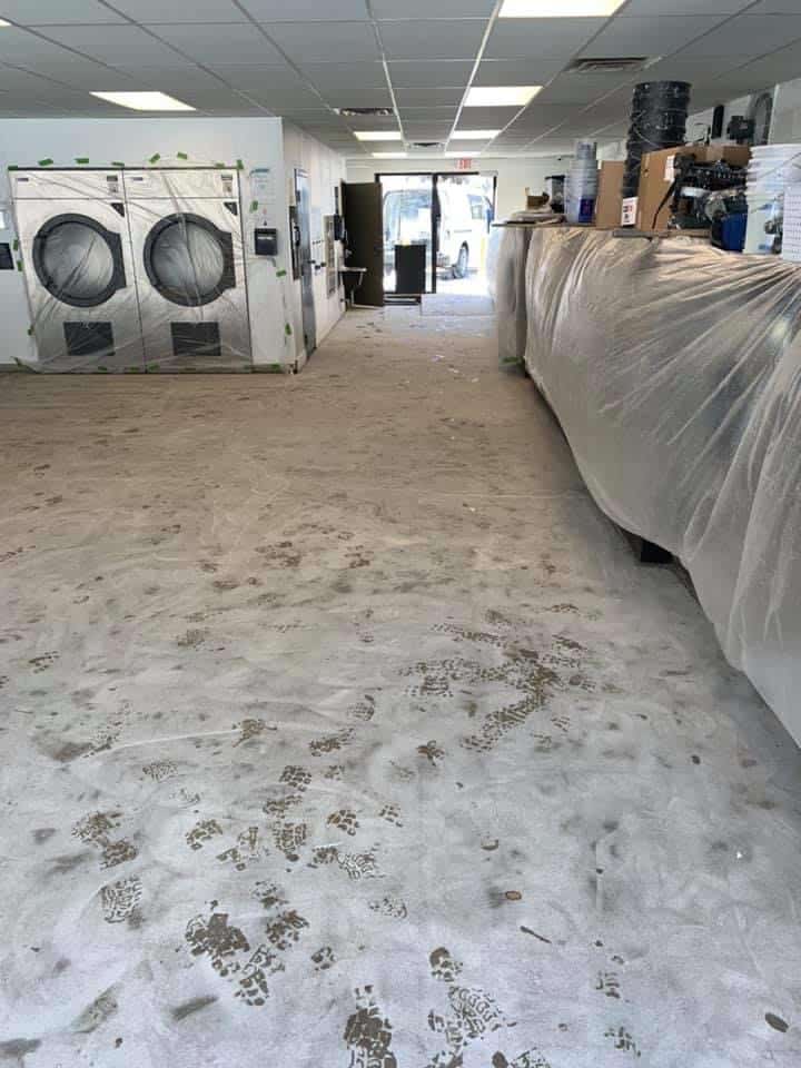 Before Epoxy Floor at a Laundromat